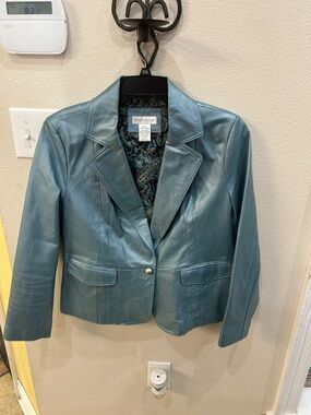 Worthington Teal Leather Blazer Jacket - Women's XL